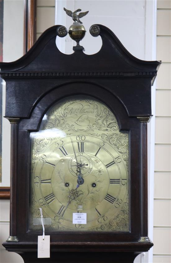 A George III oak longcase clock, Robt Alexander, Leith, H.225cm